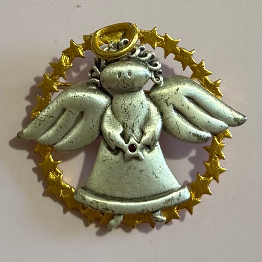 Adorable Silver & Gold Angel Star Brooch.